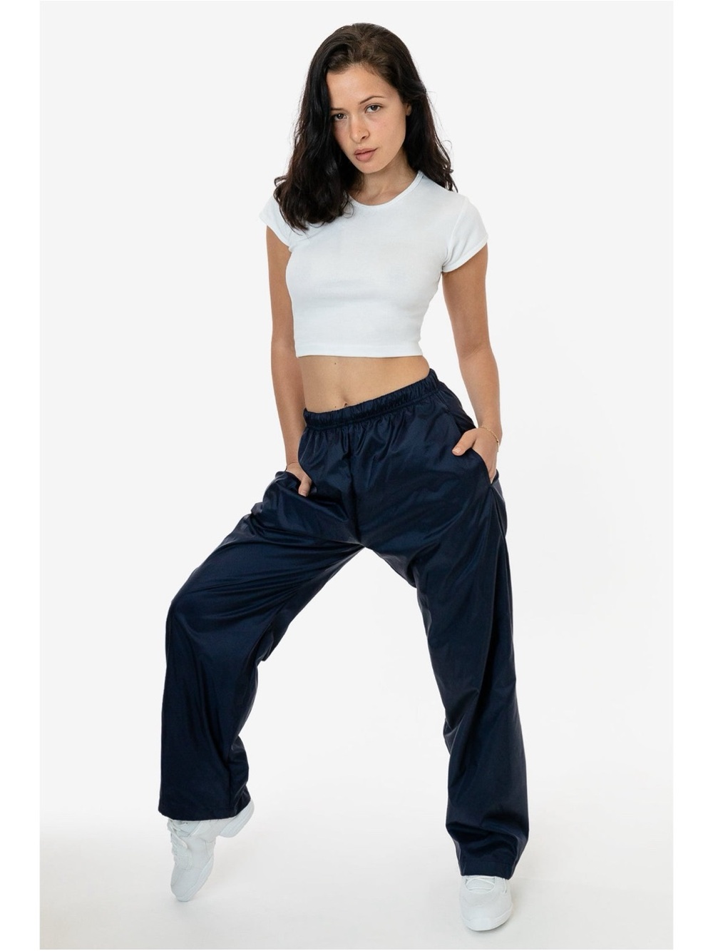 Navy Nylon Taffeta Lined Track Pants